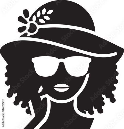 woman with sunglasses head vector illustration, woman head with sunglass silhouette vector black and white, clipart
