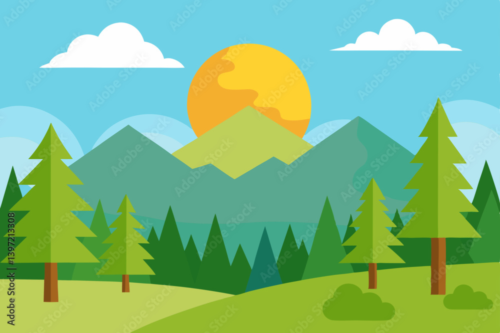 mountain landscape with trees