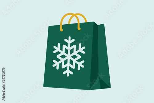 Winter Holiday Shopping Bag with Snowflake