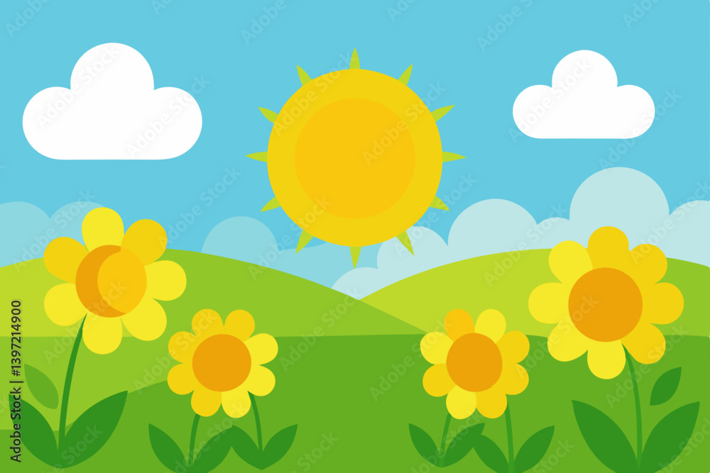 sunflower field and blue sky