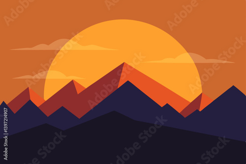 Obraz na płótnie vector illustration of mountain landscape w salonie