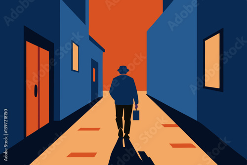silhouette of a man standing on a door