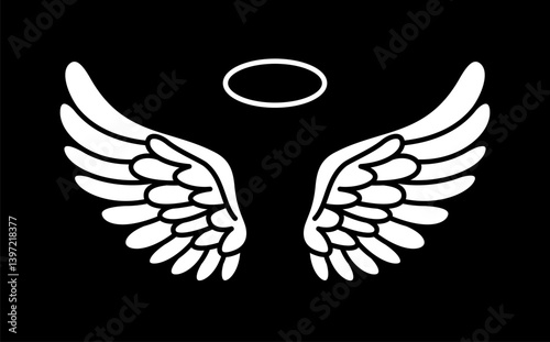 black and white editable cute angle wings vector, black and white, hawk eagle wings, cupid wing, feather. Illustration silhouette art of angel wings set for t-shirt elements, baby wing, cute wings