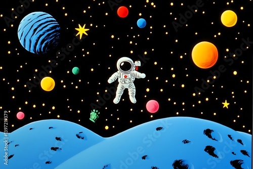 Space Astronaut Comic Illustration