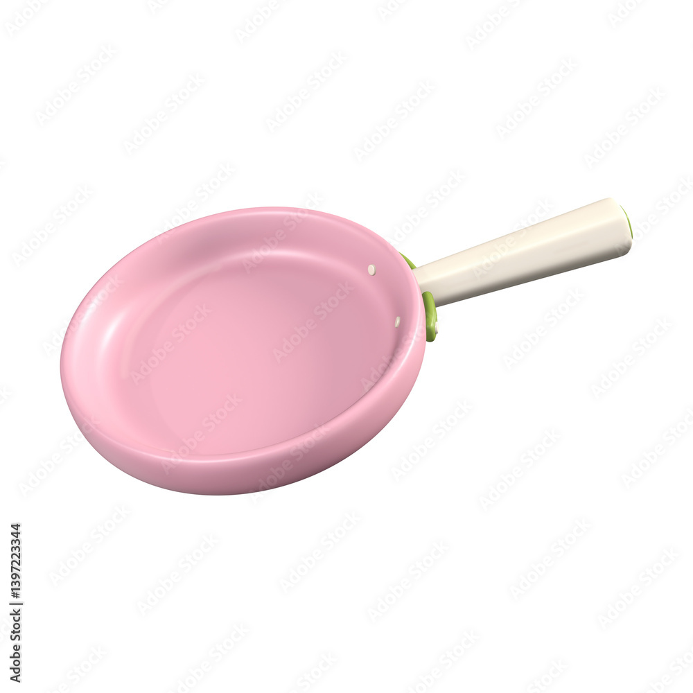 This charming 3D pink frying pan with a white and green handle offers a delightful way to prepare meals in any kitchen. This charming 3D pink frying pan with a white and green handle offers a delightful way to prepare meals in any kitchen.