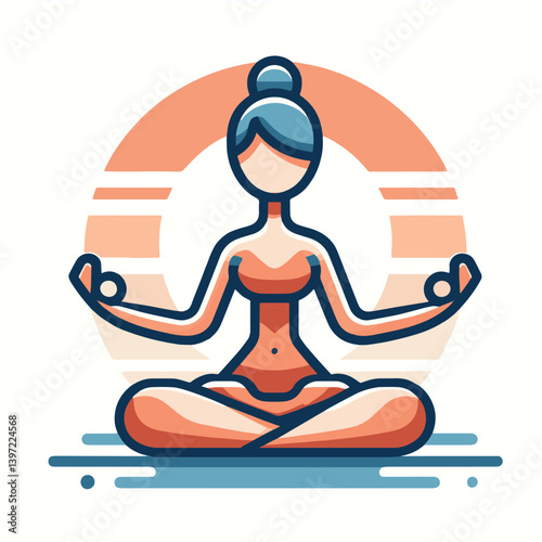 Minimal vector UI illustration cute meditating padmasana pose