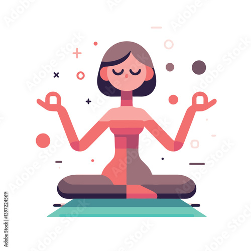 Minimal vector UI illustration cute meditating padmasana pose