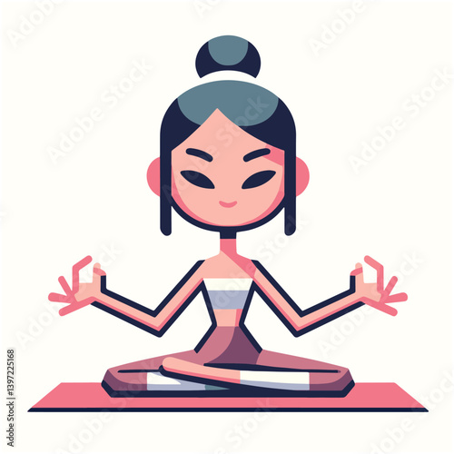 Minimal vector UI illustration cute meditating padmasana pose