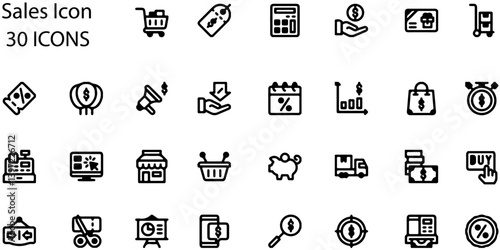 Set of Sales icons. Line art style icons bundle. vector illustration