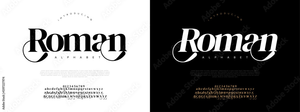 Elegant Serif Font Vector with Modern Swash for Editorial and Branding Design