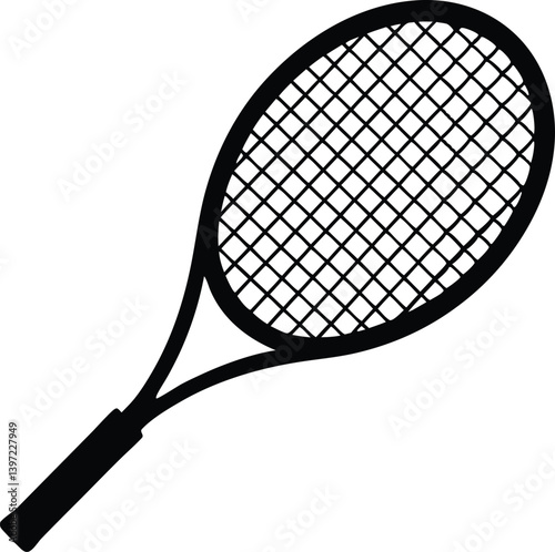 Tennis racket silhouette vector, Tennis racket icon