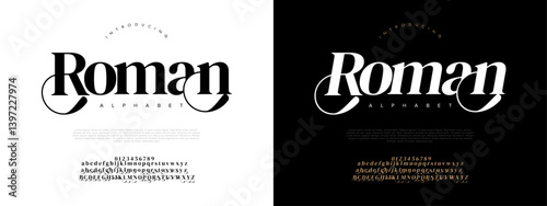 Elegant Serif Font Vector with Modern Swash for Editorial and Branding Design