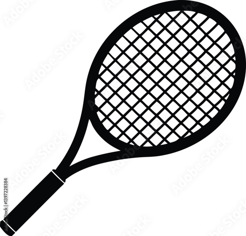 Tennis racket silhouette vector, Tennis racket icon