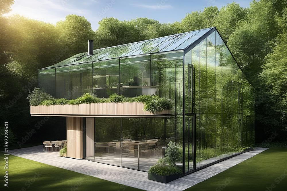Obraz premium Futuristic glass house.