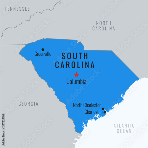 State of South Carolina, USA isolated map