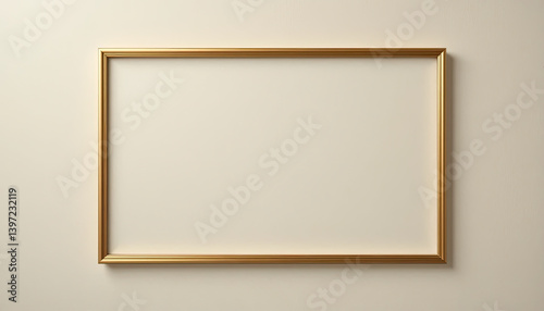 golden frame on plain wall, perfect for displaying art or photographs