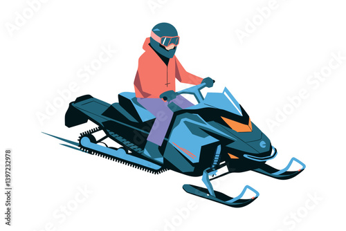 Snowmobile Rider Vector Illustration