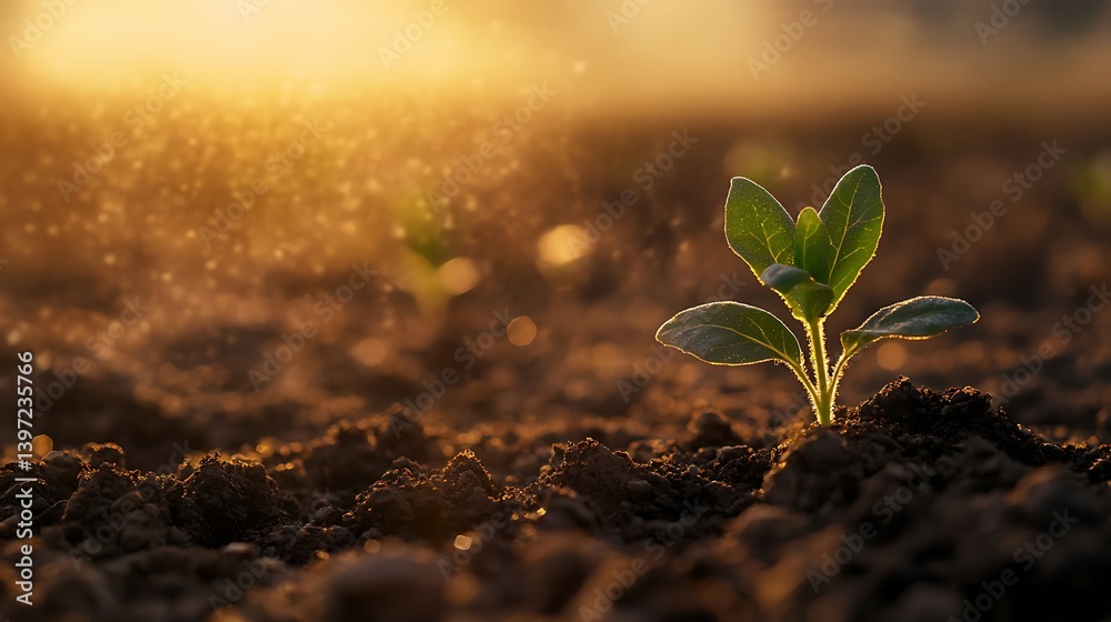 Tender sprout bathed in the sun's glow, symbolizing new beginnings and growth Tender sprout bathed in the sun's glow, symbolizing new beginnings and growth