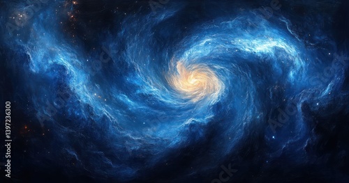 Wallpaper Mural Vibrant Blue Spiral Galaxy in Cosmic Exploration with Ambient Light and Dynamic Composition Torontodigital.ca