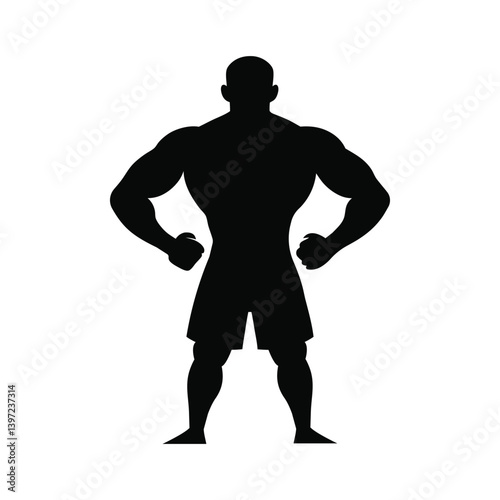 Vector silhouette of a female boxer raising fists in a fighting stance. Great for fitness, women empowerment, and sports design.