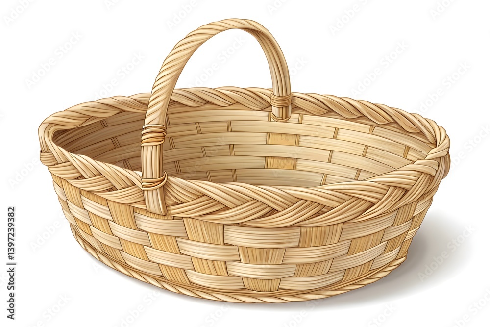 Fototapeta premium wicker basket isolated on white background