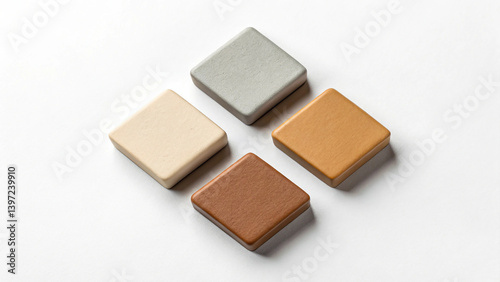 Minimalist Square Clay Tiles in Earth Tones – Natural & Aesthetic