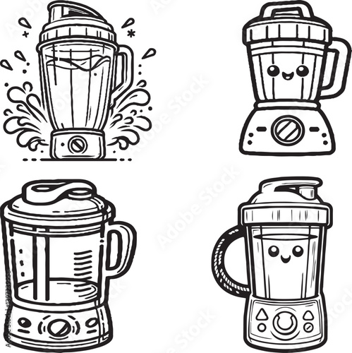 "Playful Cartoon Blender Designs – Whimsical Kitchen Appliance Art"
