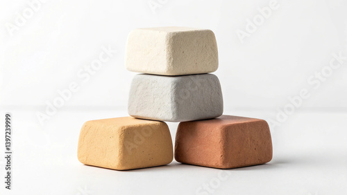 Stacked Earth-Tone Clay Blocks – Minimalist Natural Aesthetic