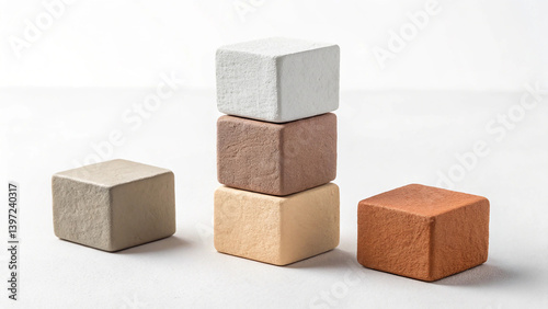 Minimalist Stacked Wooden Cubes in Neutral Earth Tones – Aesthetic & Modern