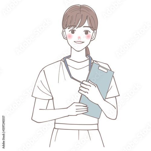 バインダーを持っている看護師のイラスト
