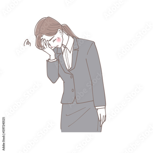失敗をしてしまった女性のビジネスマンのイラスト