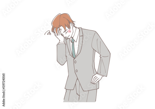 失敗をしてしまった男性のビジネスマンのイラスト