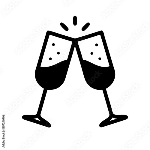 Champagne Glass Toast Icon Vector Design