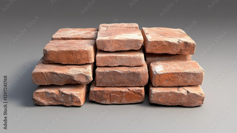 Stack of Rustic Red Brick Tiles for Construction or Decorative Use in Various Projects Stack of Rustic Red Brick Tiles for Construction or Decorative Use in Various Projects