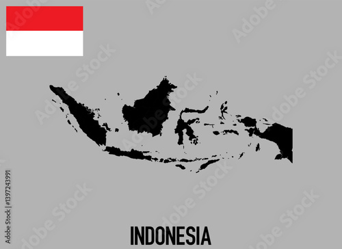 Indonesia map and flag vector illustration