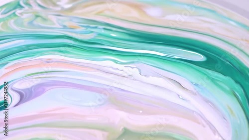 Pastel Green and White Paint Swirl Abstract Background