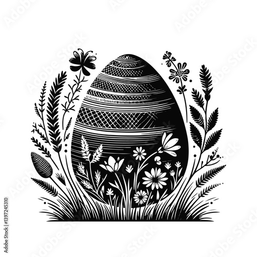 Floral Easter Egg with Detailed Patterns - Vector Design