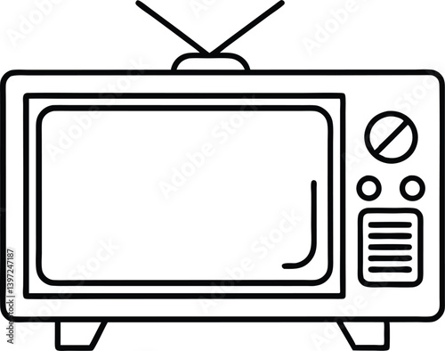 television line art vector, tv icon symbol