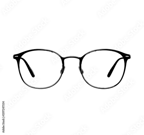 Hand drawn black sunglasses are showcased in a modern illustration set with a hipster style element design concept
