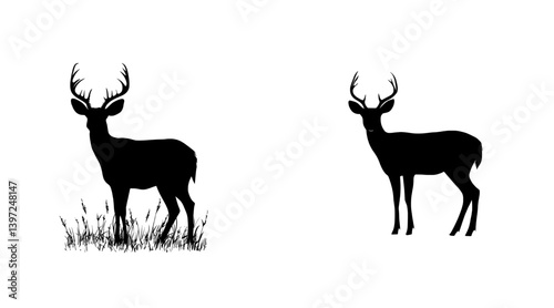 An elk drawn by hand, presented in a modern style and isolated on a transparent background