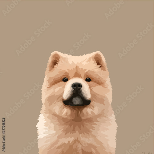 Chow Chow Dog Portrait on Neutral Background