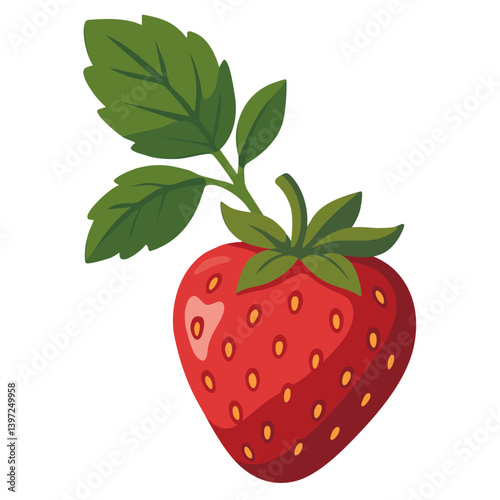 frische Erdbeere mit Blatt