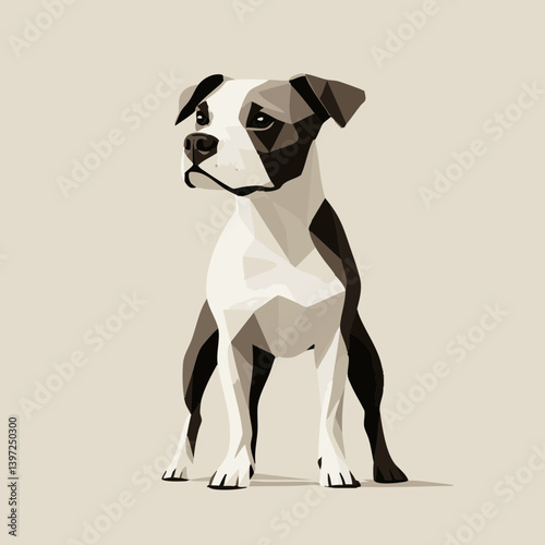 Low Poly Pitbull Dog Illustration