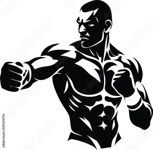 Wallpaper Mural Vector illustration of a muscular woman boxer in a strong pose, showcasing strength and fitness
 Torontodigital.ca