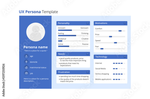 Blue UX persona template.