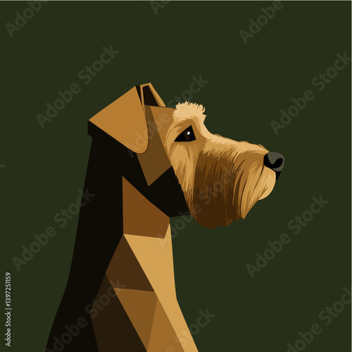 Geometric Airedale Terrier Dog Portrait