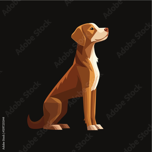 Vector Illustration of a Loyal Dog on Black Background