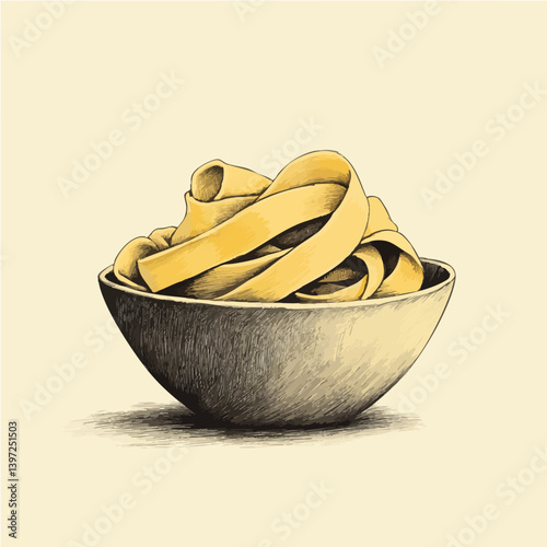 Hand-Drawn Pasta in a Bowl Illustration