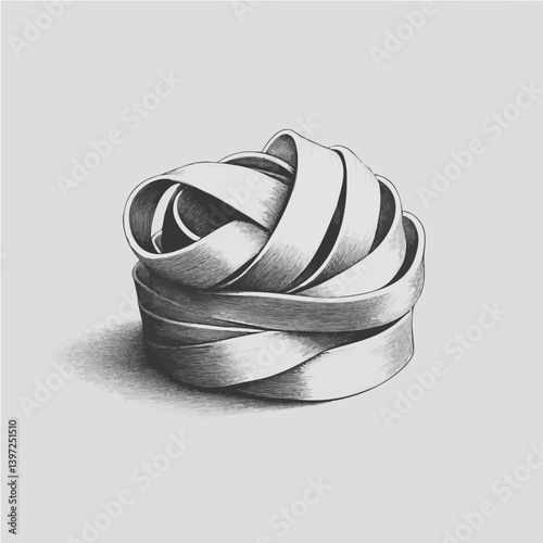 Hand-drawn Pasta Nest on Gray Background