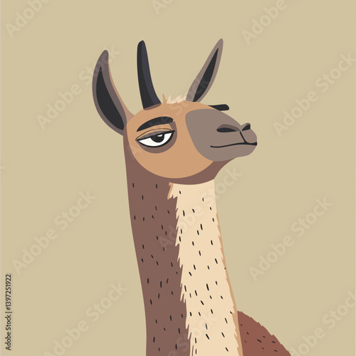 Vector Illustration of a Proud Llama with a Sarcastic Expression